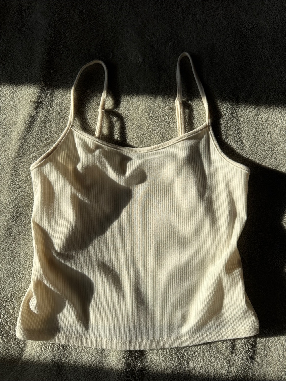 American Eagle Outfitters Cream Ribbed Spaghetti Strap Tank